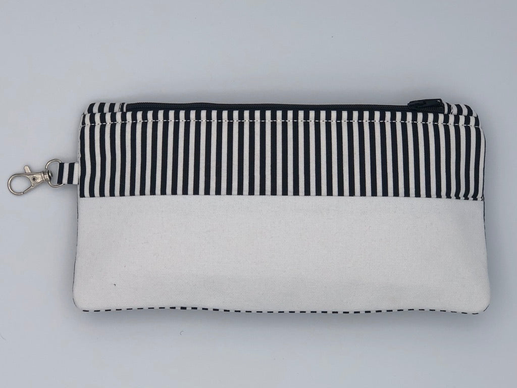 Black Stripes On White Canvas Purse Organizer