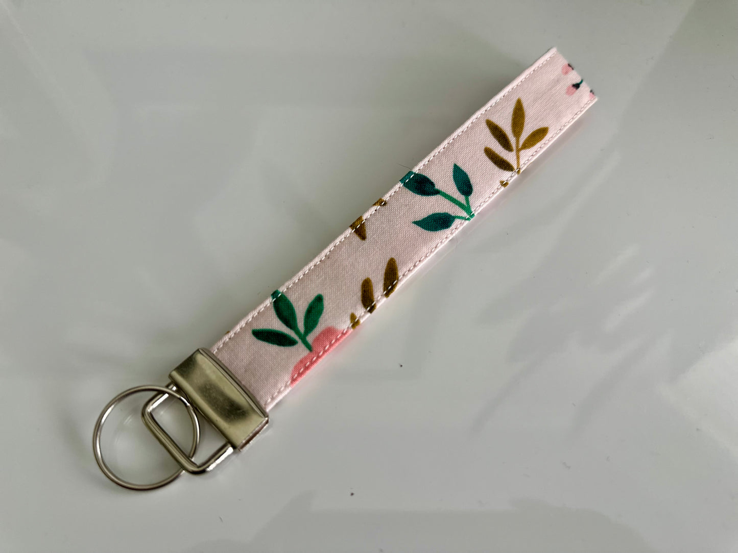 Pink Floral Key Fob Wristlet