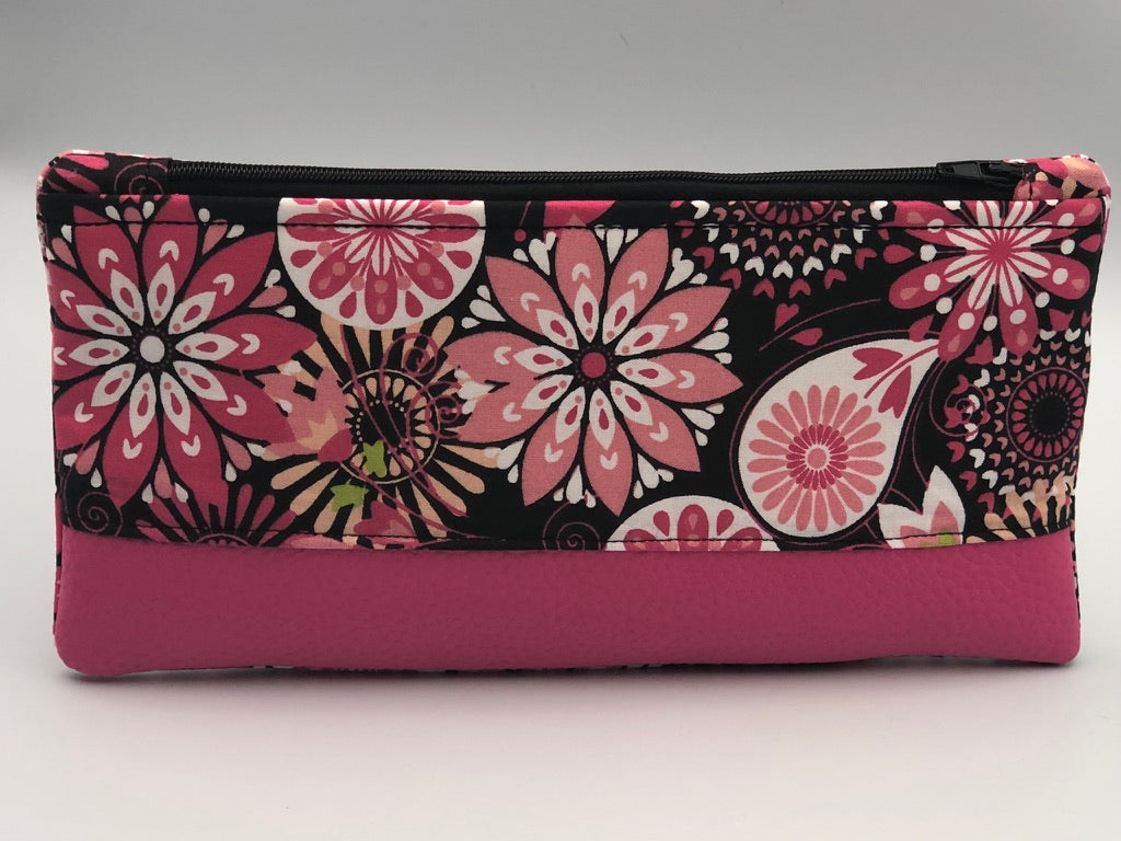 Pink Floral Pouch Purse Organizer