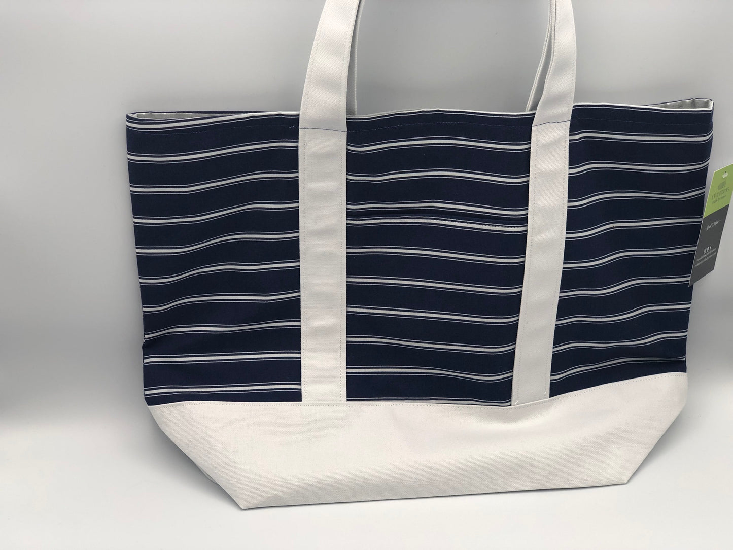 Navy Blue and White Tote Bag
