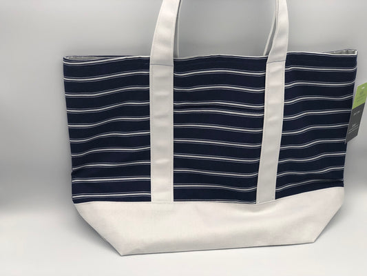 Navy Blue and White Tote Bag
